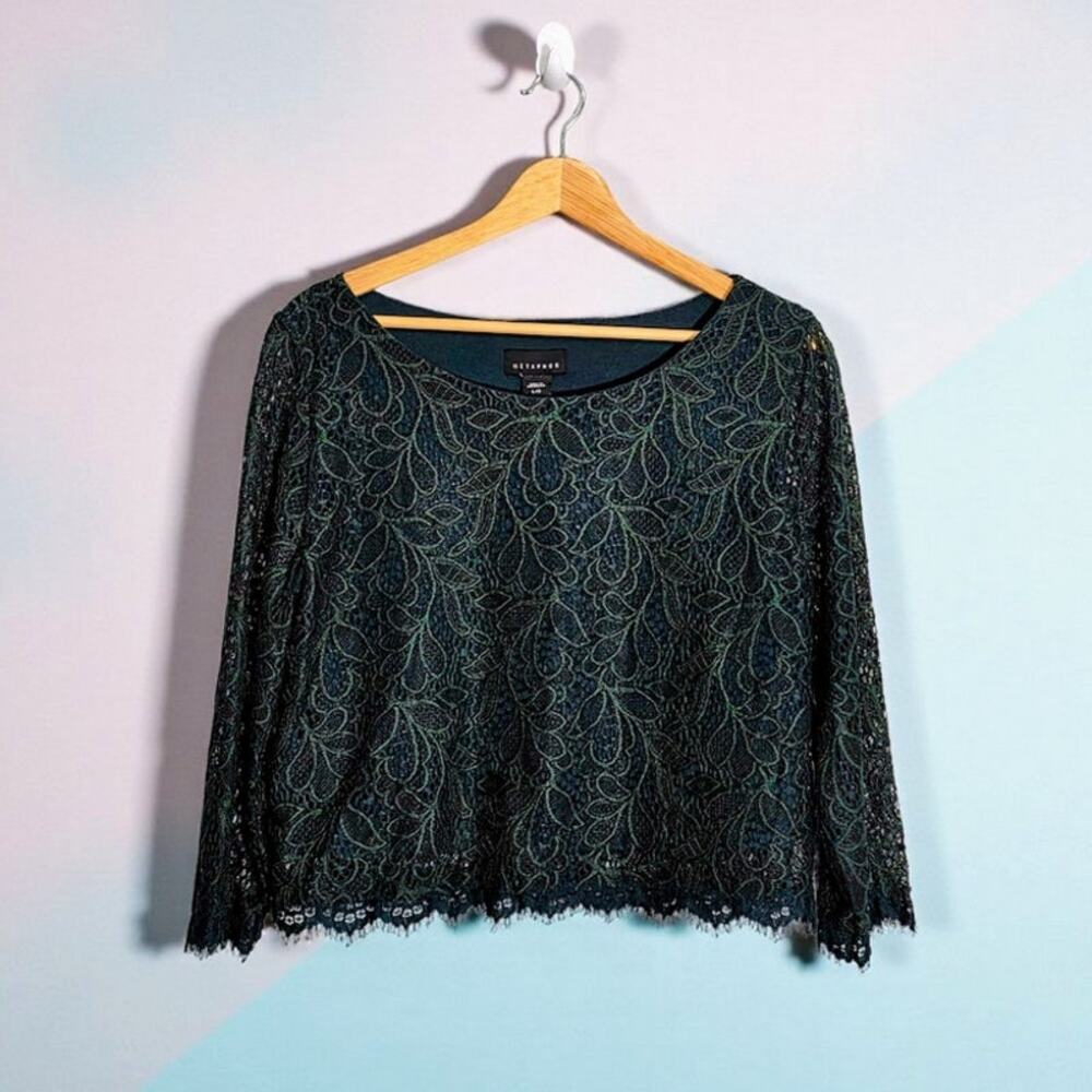 NWT Metaphor Green Lace Cropped Blouse L